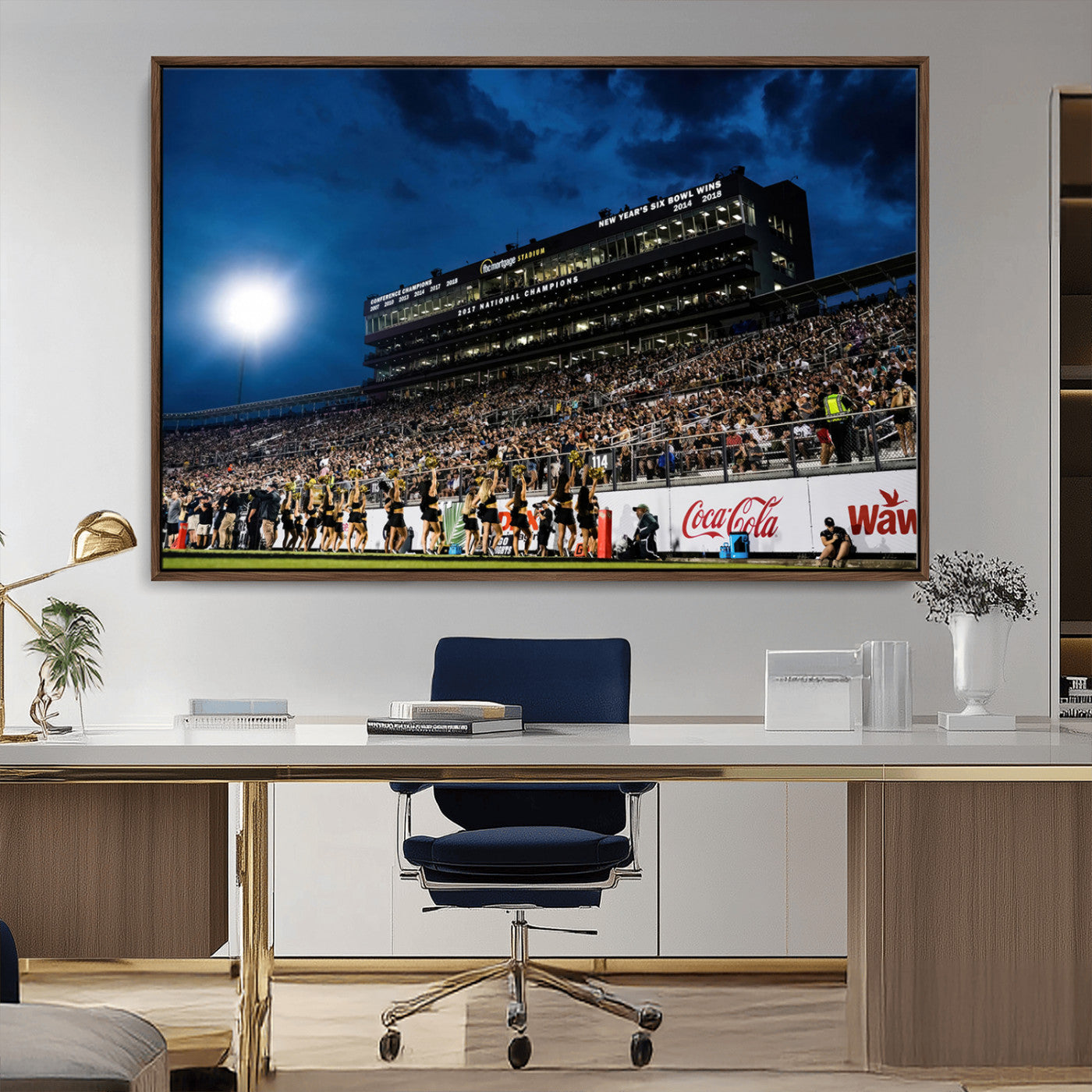 MGV-FC-36X24 - UCF Knights Football Team Print - Orlando FBC Mortgage Stadium Wall Art Canvas Print