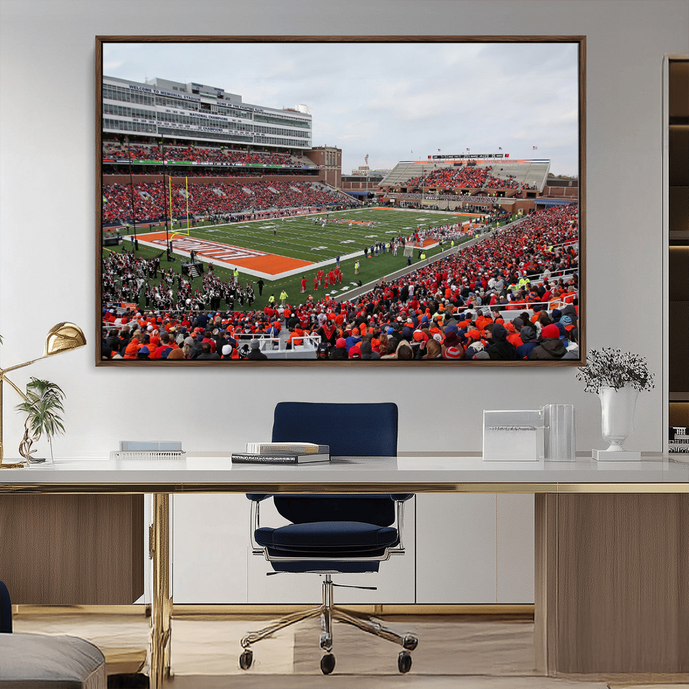 MGV-FC-36X24 - University of Illinois Fighting Illini Football Team Print - Champaign Illinois Memorial Stadium