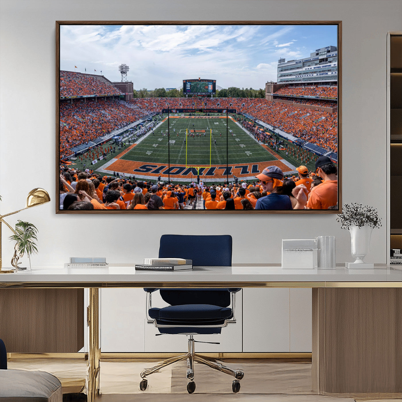 MGV-FC-36X24 - University of Illinois Fighting Illini Football Team Print Canvas - Champaign Illinois Memorial