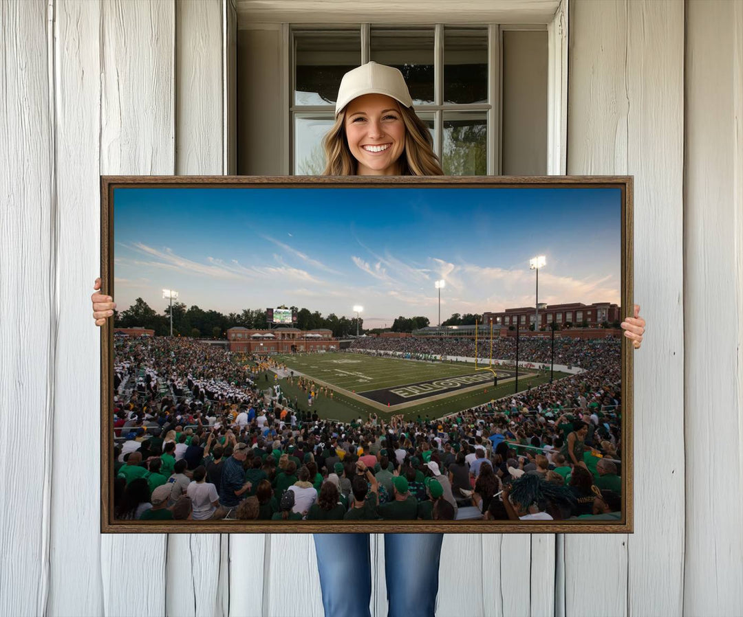 Wall art: University of Charlotte 49ers Football Team at Jerry Richardson Stadium.