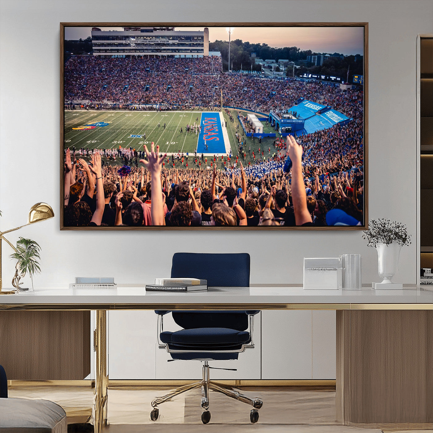 MGV-FC-36X24 - University of Kansas Jayhawks Football Team Art Print - Lawrence Kansas Memorial Stadium Wall Art