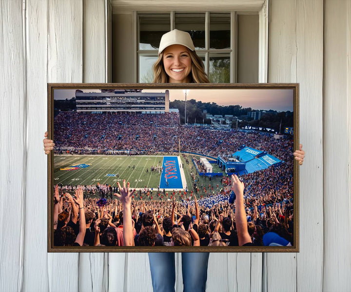 A canvas print of the University of Kansas Jayhawks Football Team.