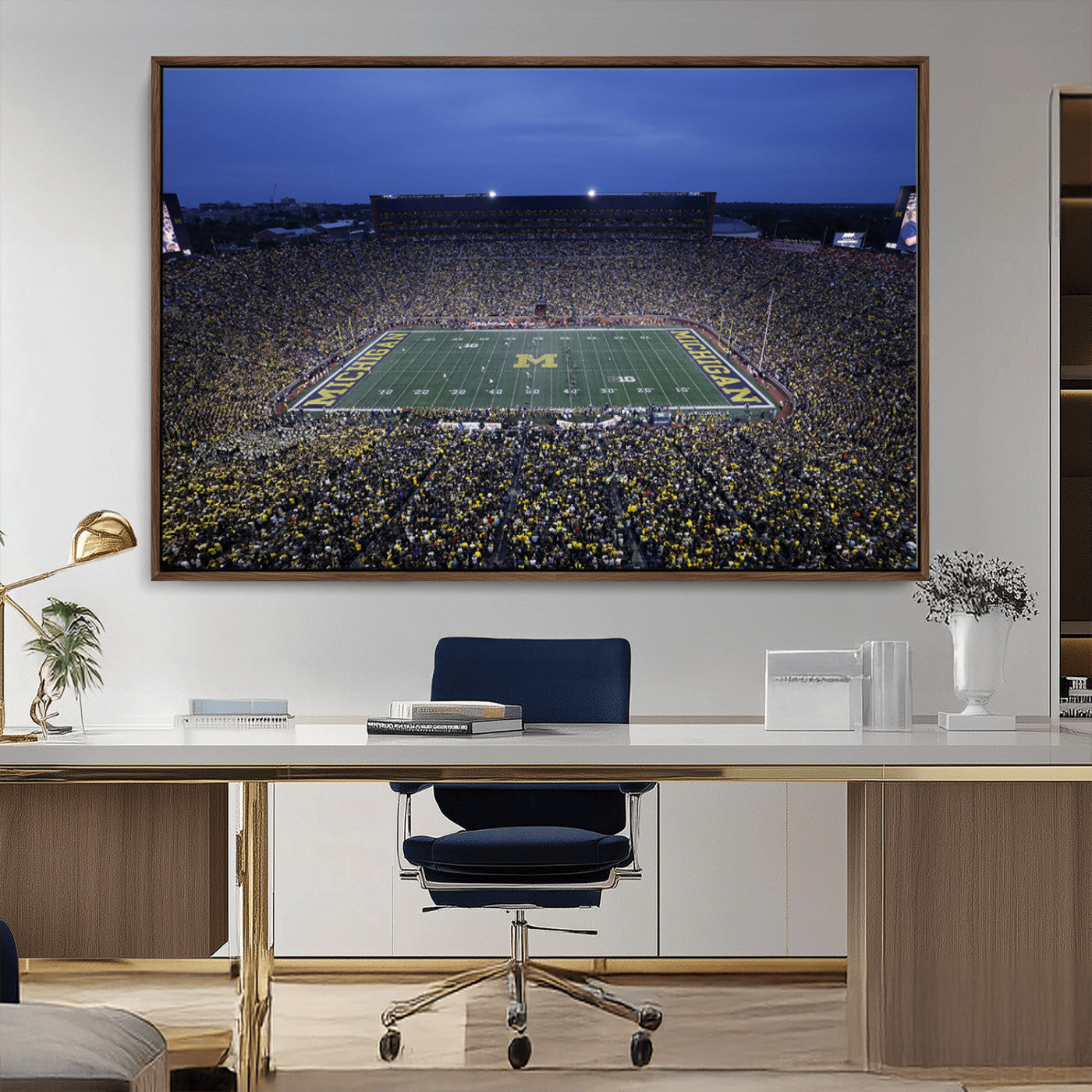 MGV-FC-36X24 - University of Michigan Wolverines Football Team Print - Ann Arbor Michigan Stadium Wall Art Canvas