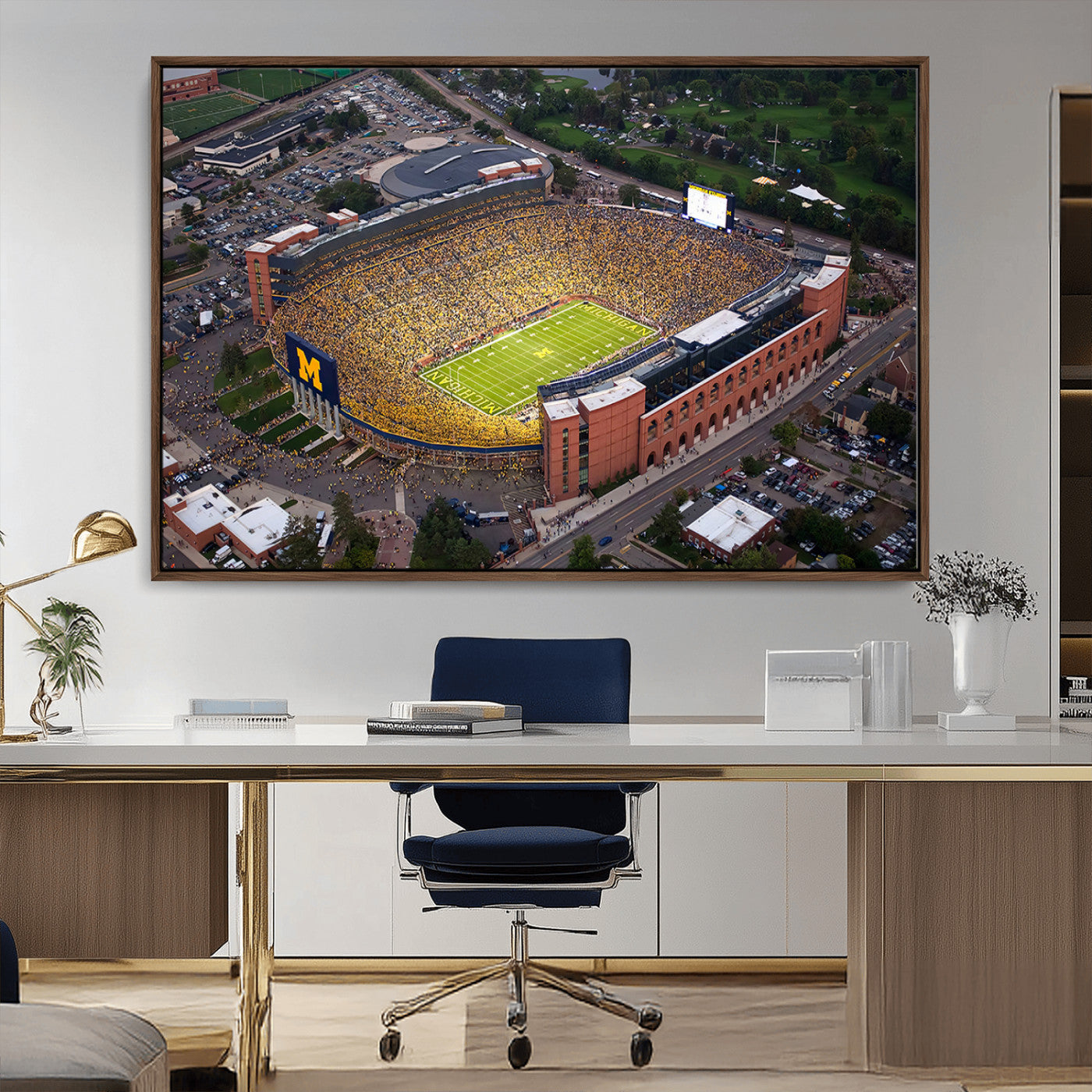 MGV-FC-36X24 - University of Michigan Wolverines Football Team Print - Ann Arbor Michigan Stadium Wall Art Canvas