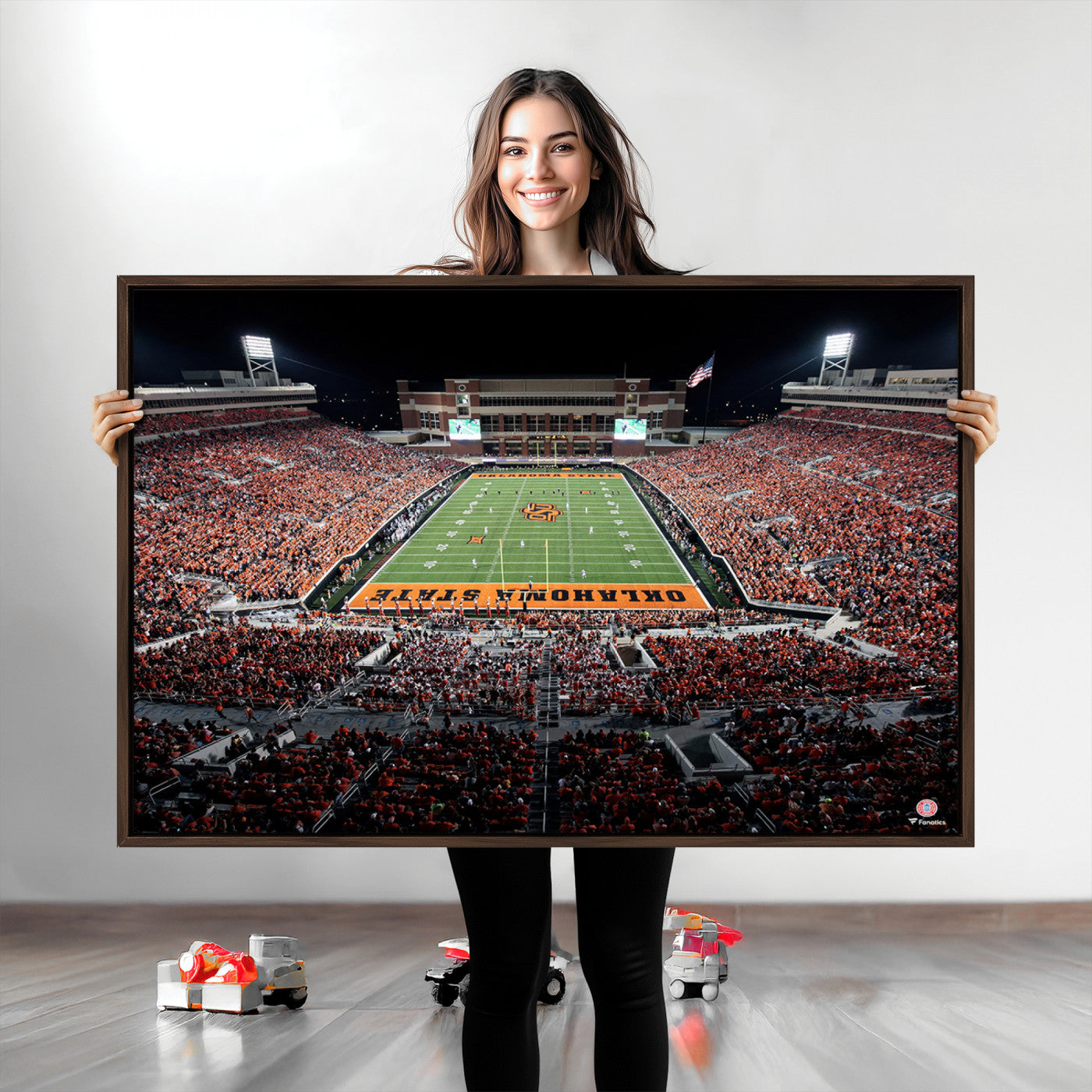 81675-MGV-CV-36X24-Oklahoma State Cowboys Football Team Print - Stillwater Boone Pickens Stadium Wall Art Canvas Print