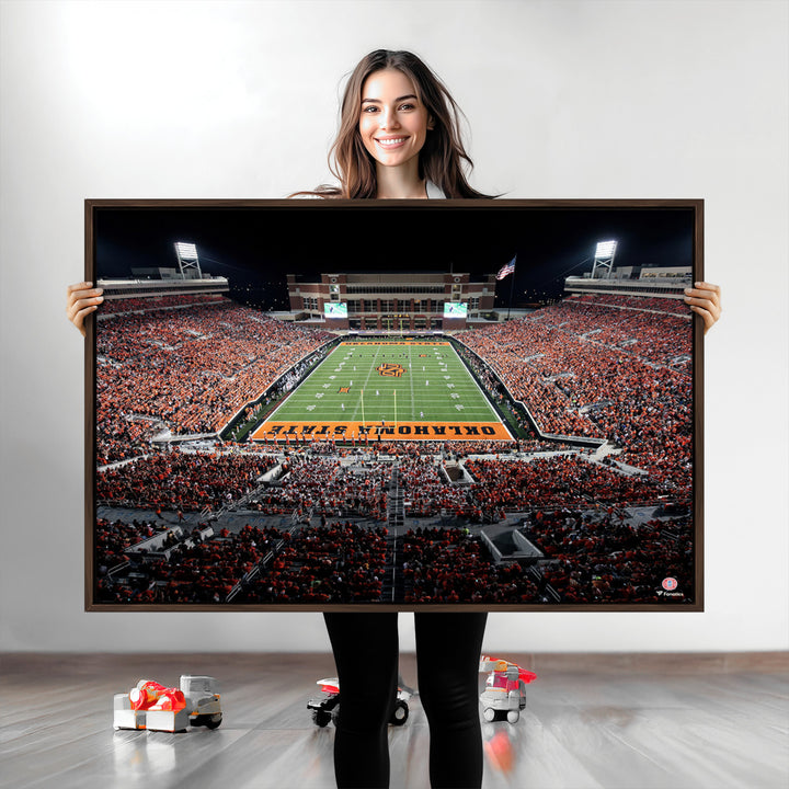 Oklahoma State Cowboys Canvas Print, Football Team Print - Stillwater Boone Pickens Stadium Wall Art Canvas Print