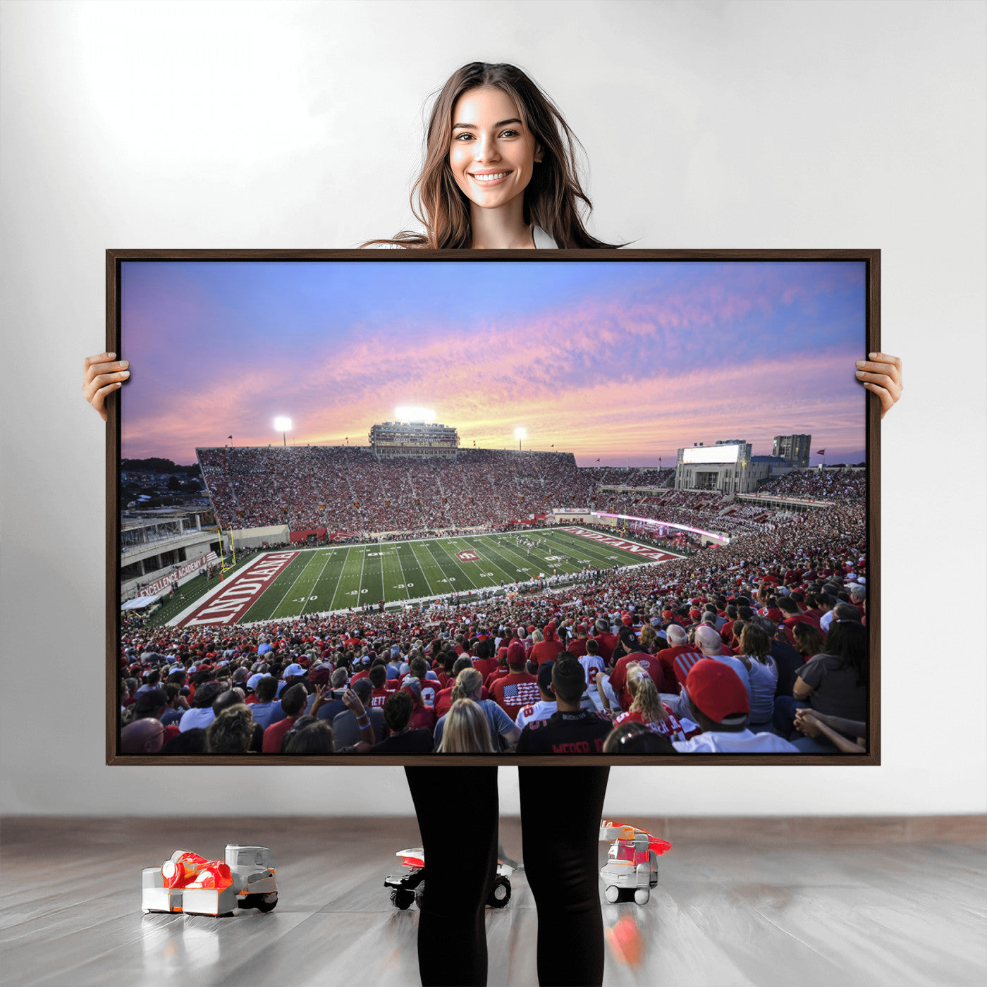 13046-MGV-CV-36X24-Indiana University Hoosiers Football Team Print - Bloomington Memorial Stadium Wall Art Canvas Print
