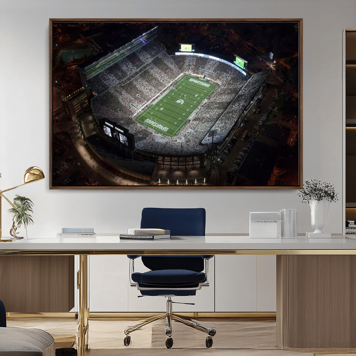 MGV-FC-36X24 - Michigan State Spartans Football Team Print - East Lansing Spartan Stadium Print Wall Art