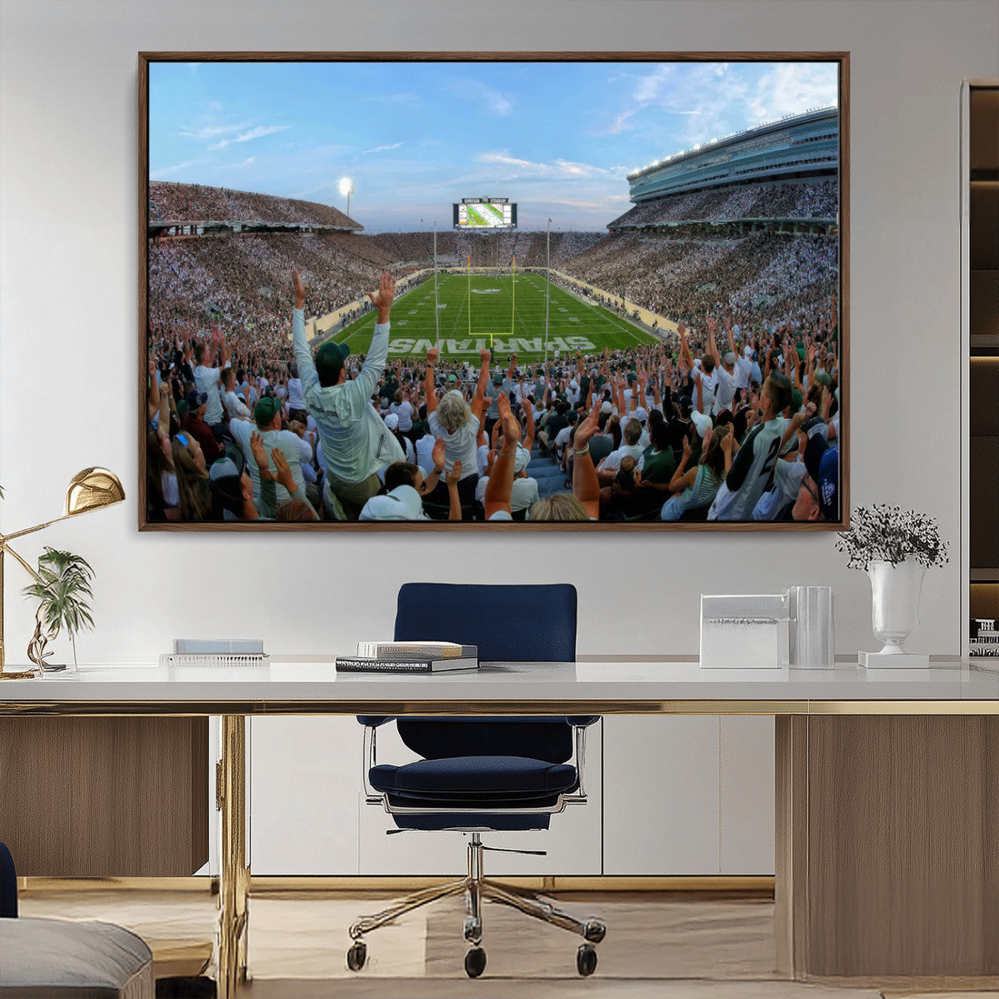 MGV-FC-36X24 - Michigan State Spartans Football Team Print - East Lansing Spartan Stadium Wall Art Canvas Print