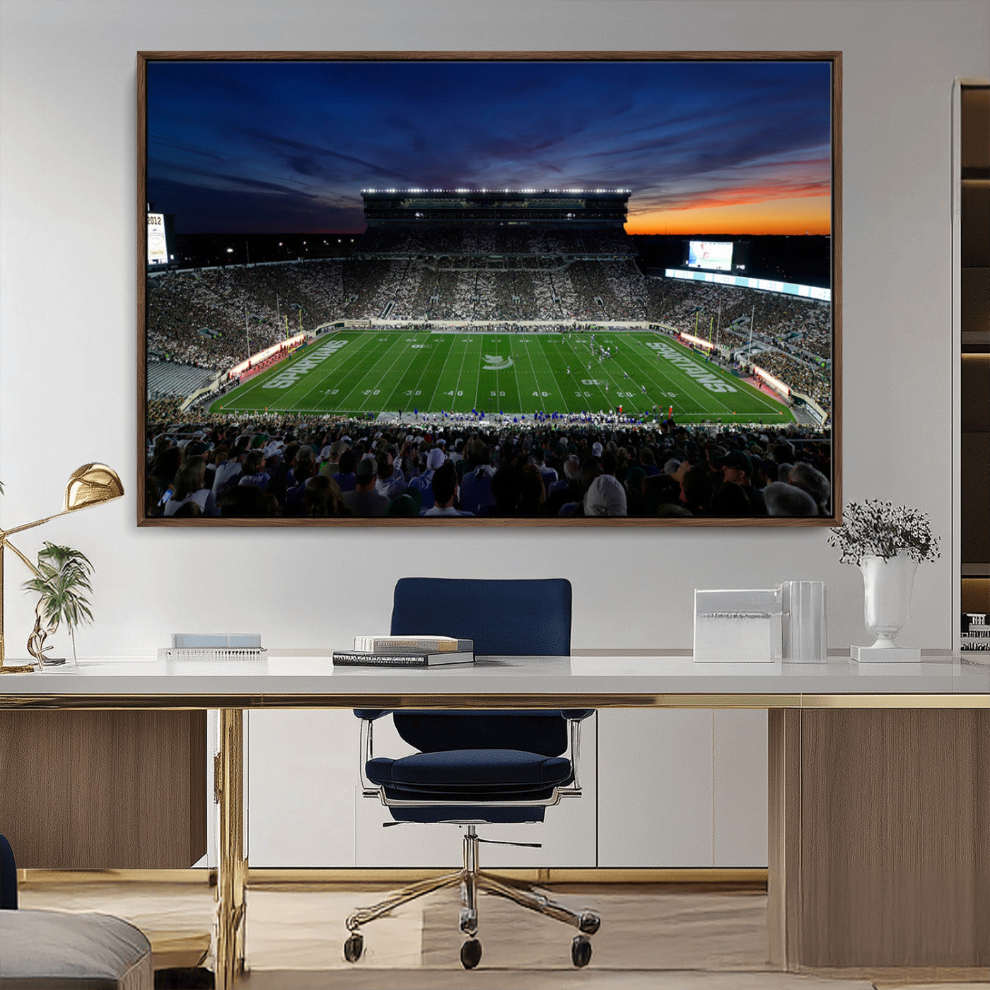 MGV-FC-36X24 - Michigan State Spartans Football Team Print - East Lansing Spartan Stadium Canvas Print