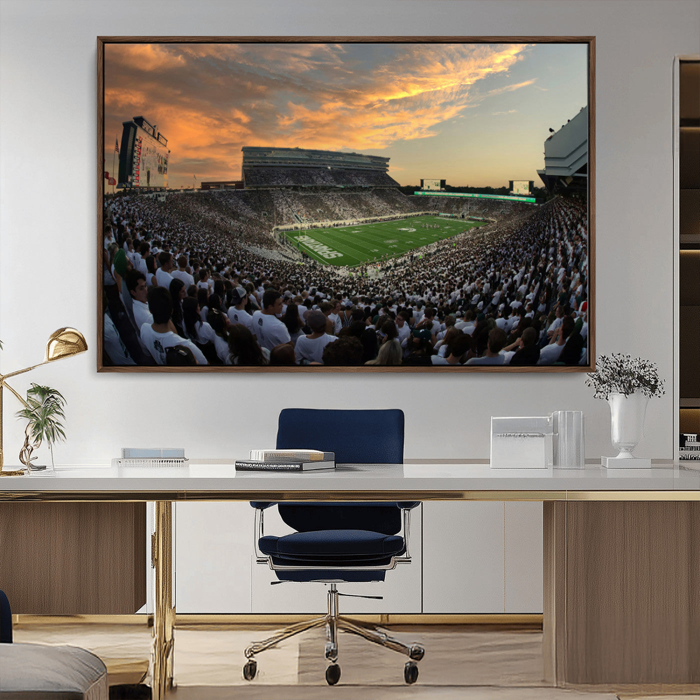 MGV-FC-36X24 - Michigan State Spartans Football Team Print - East Lansing Spartan Stadium Wall Art Canvas Print