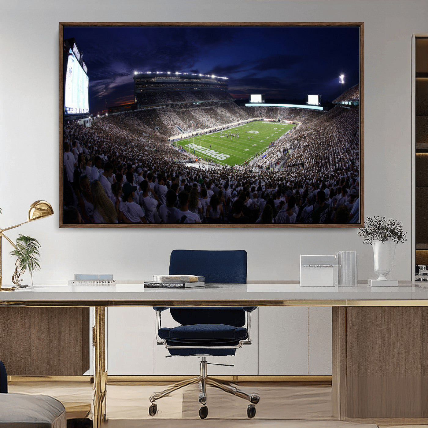 MGV-FC-36X24 - Michigan State Spartans Canvas, Framed Football Team Print - East Lansing Spartan Stadium Wall Art