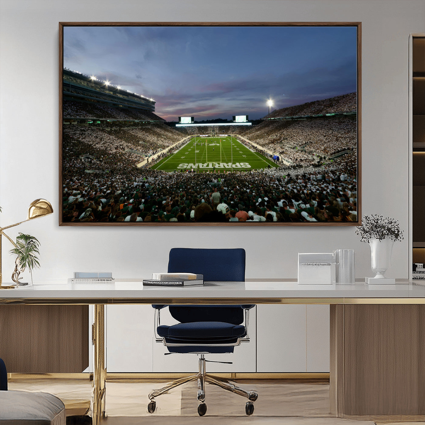 MGV-FC-36X24 - Michigan State Spartans Football Team Print - East Lansing Spartan Stadium Canvas Print