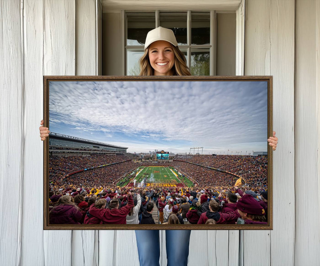 The University of Minnesotas Huntington Bank Stadium features vibrant wall art.