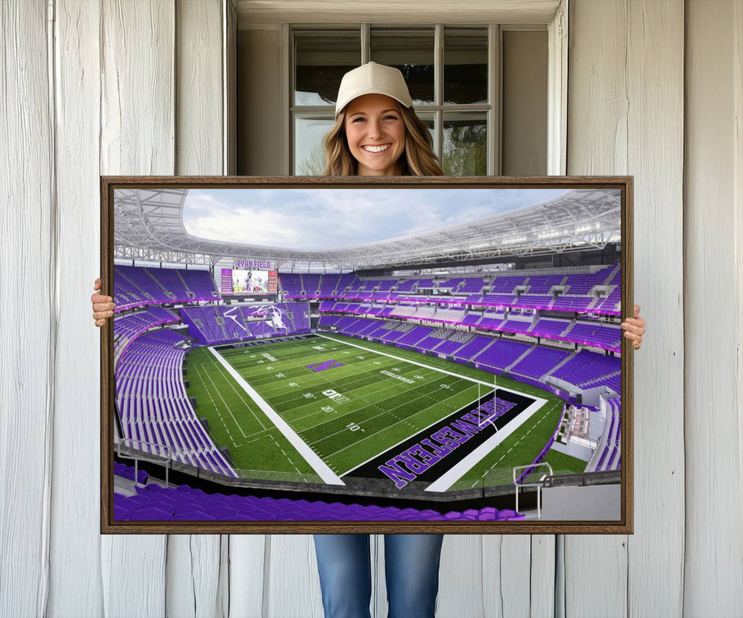 Ryan Field: Northwestern Wildcats Football premium canvas wall art.