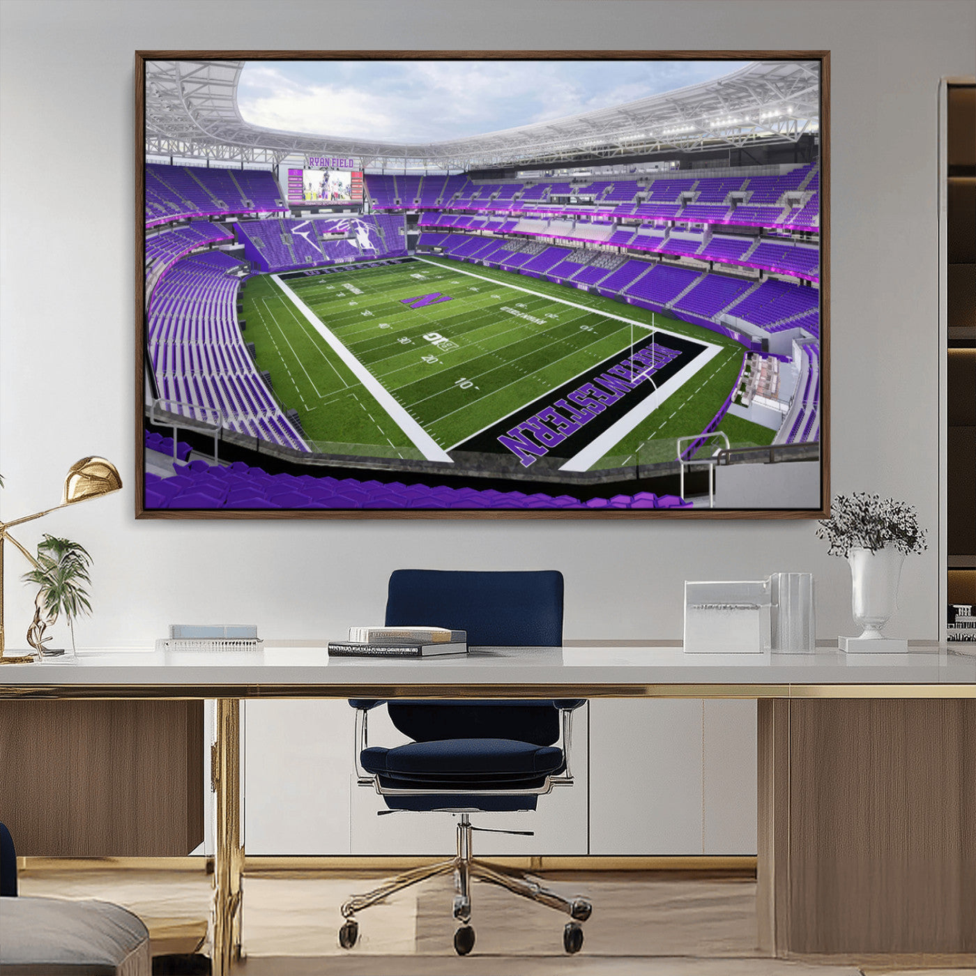 MGV-FC-36X24 - Northwestern University Wildcats Football Team Print - Evanston Ryan Field Wall Art Canvas Print
