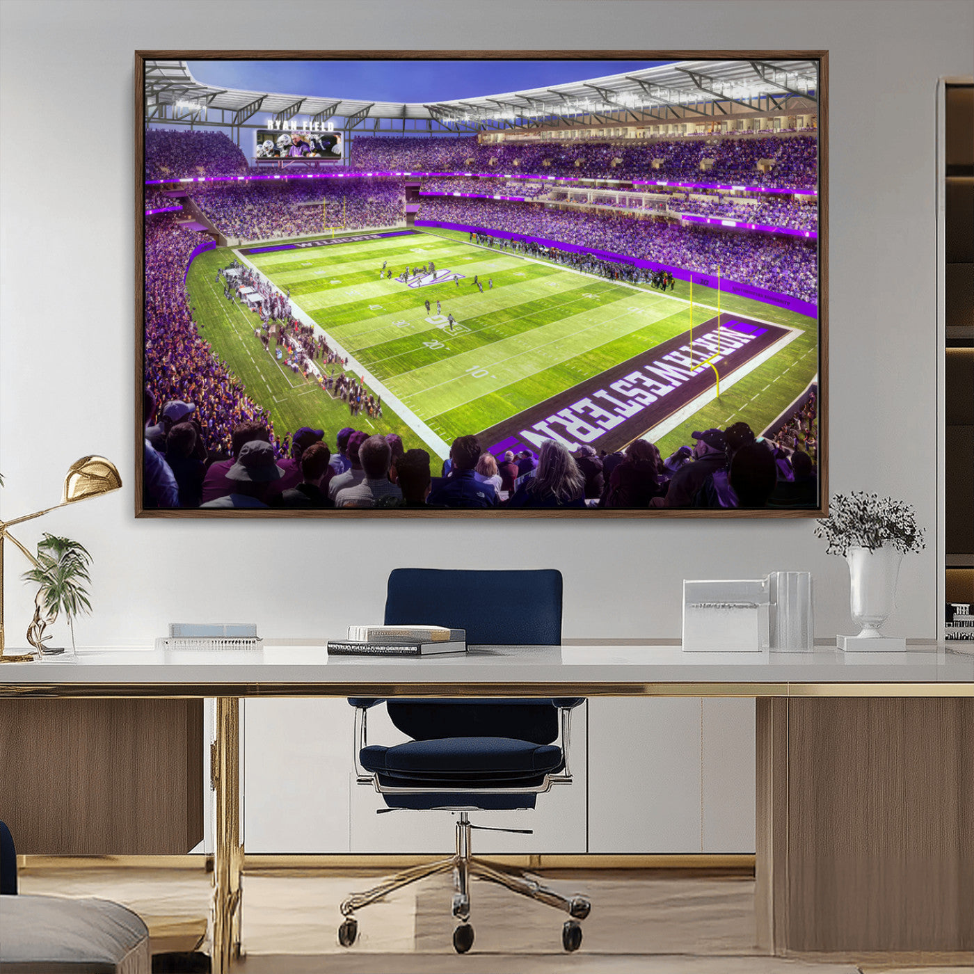 MGV-FC-36X24 - Northwestern University Wildcats Football Team Print - Evanston Ryan Field Wall Art Canvas Print