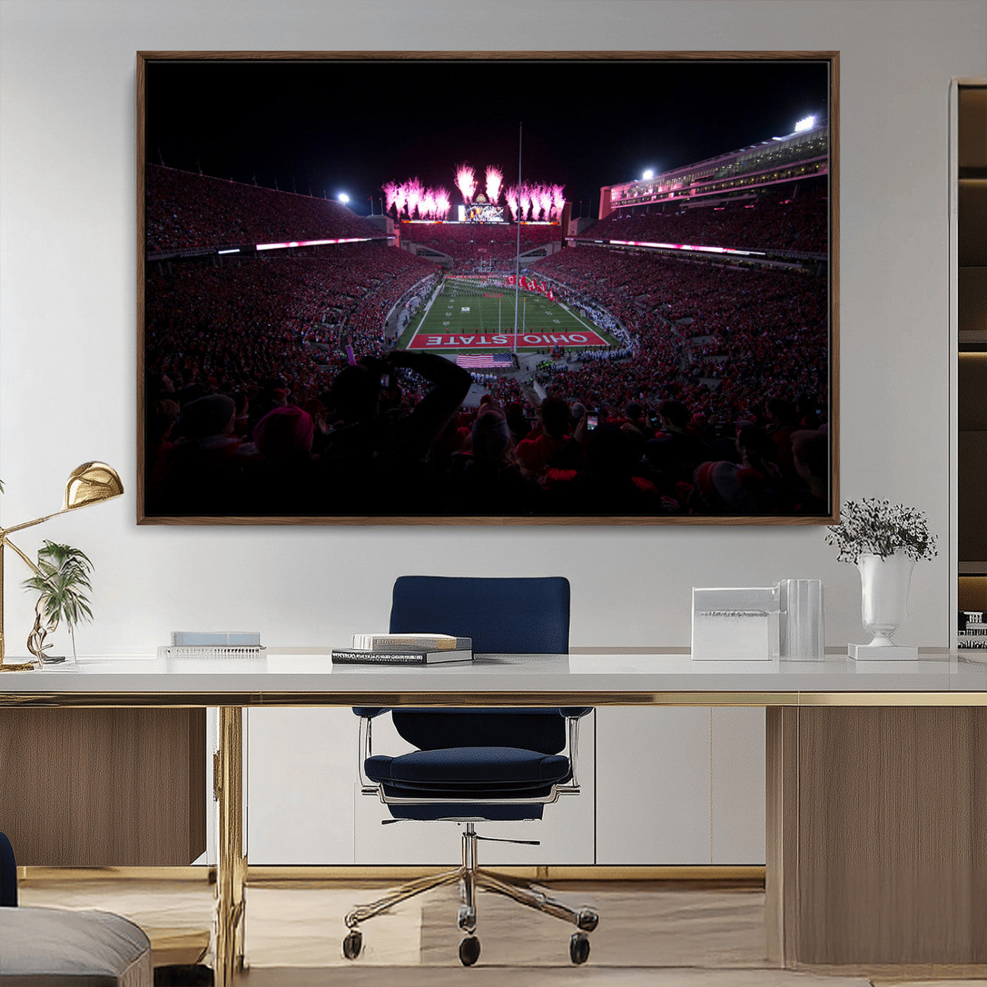 MGV-FC-36X24 - Ohio State University Buckeyes Football Team Print - Columbus Ohio Stadium Wall Art Canvas Print