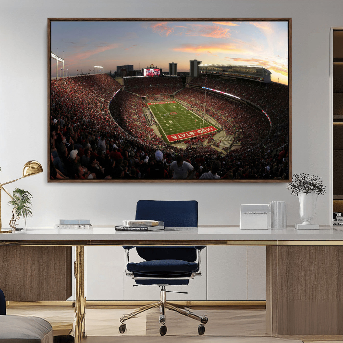 MGV-FC-36X24 - Ohio State University Buckeyes Football Team Print - Columbus Ohio Stadium Wall Art Canvas Print