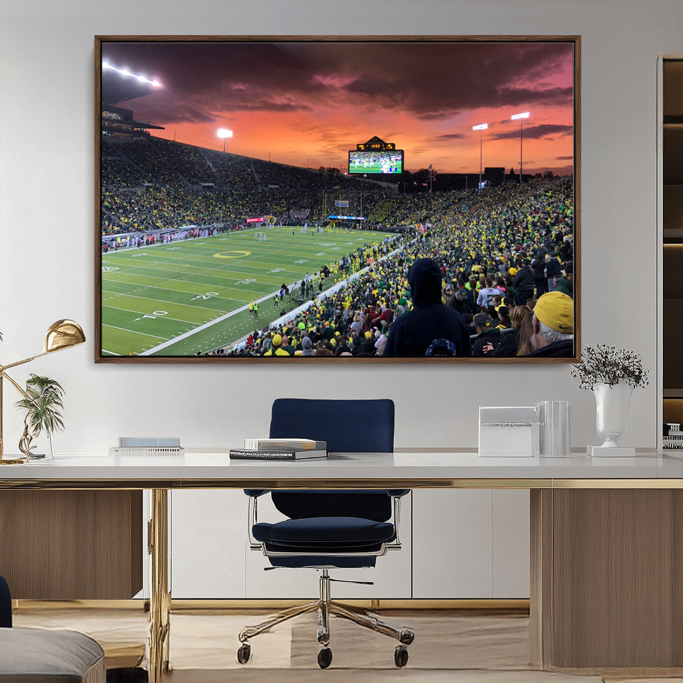 MGV-FC-36X24 - Eugene Autzen Stadium Canvas Wall Art Print – Sunset Over Iconic Football Field Wall Decor for Home