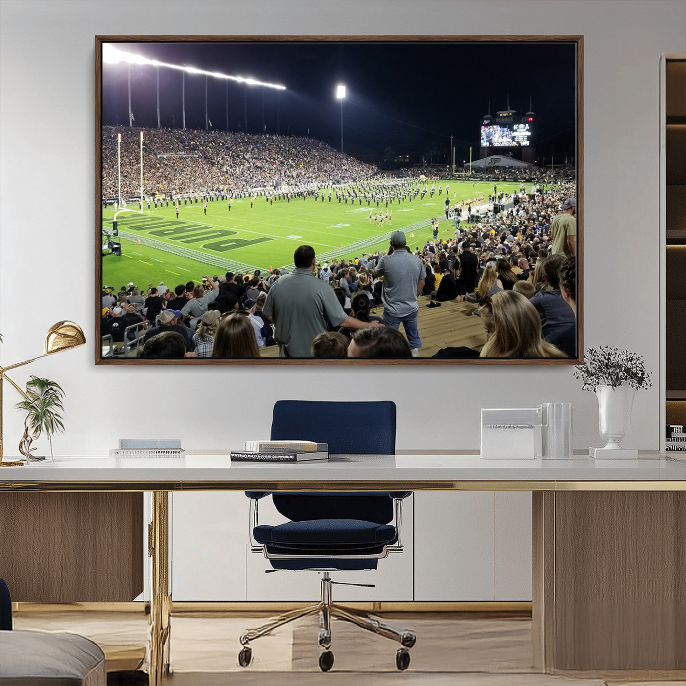 MGV-FC-36X24 - Purdue University Boilermakers Football Team Print - West Lafayette Ross-Ade Stadium Wall Art Canvas