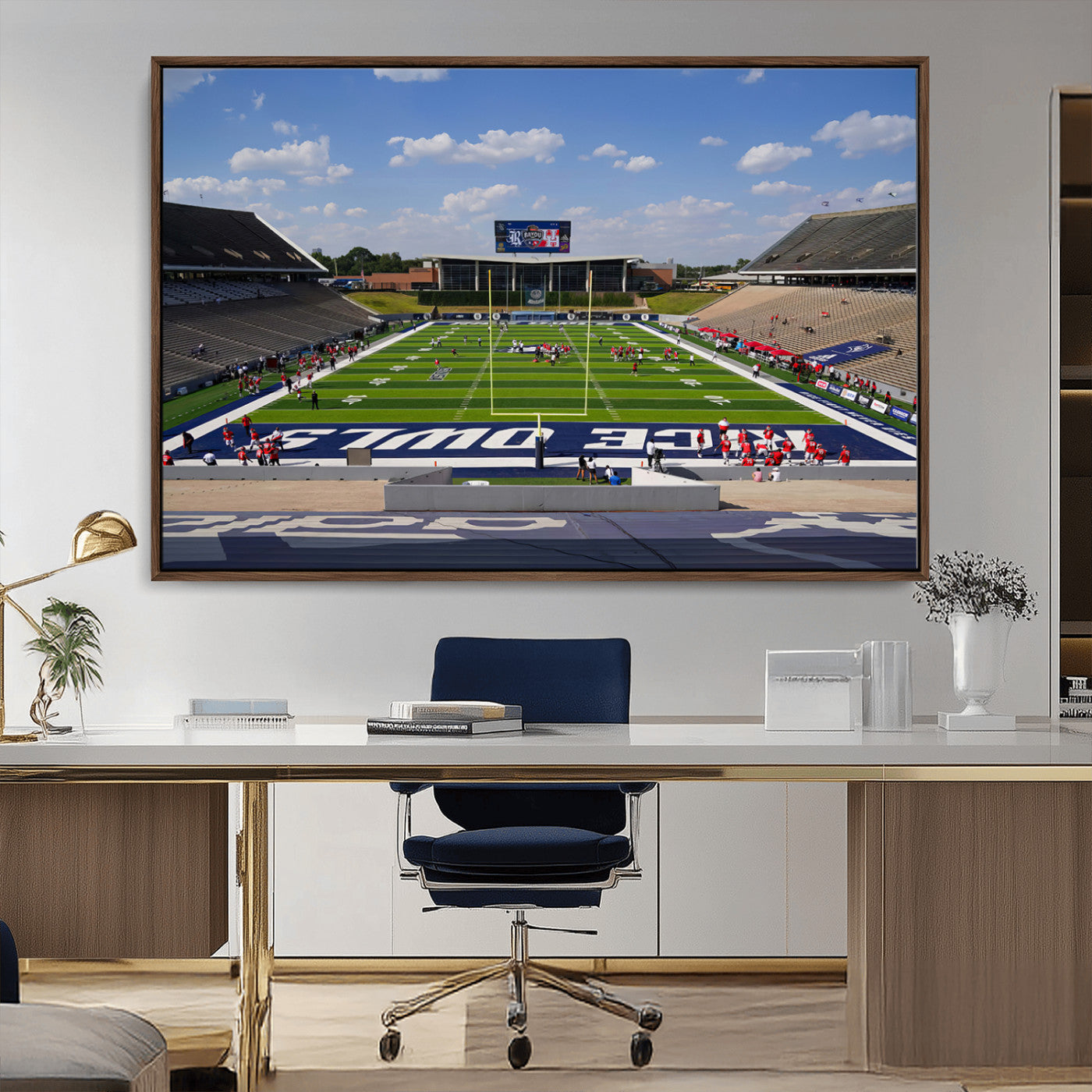 MGV-FC-36X24 - Rice University Owls Football Team Print - Houston Rice Stadium Wall Art Canvas Print