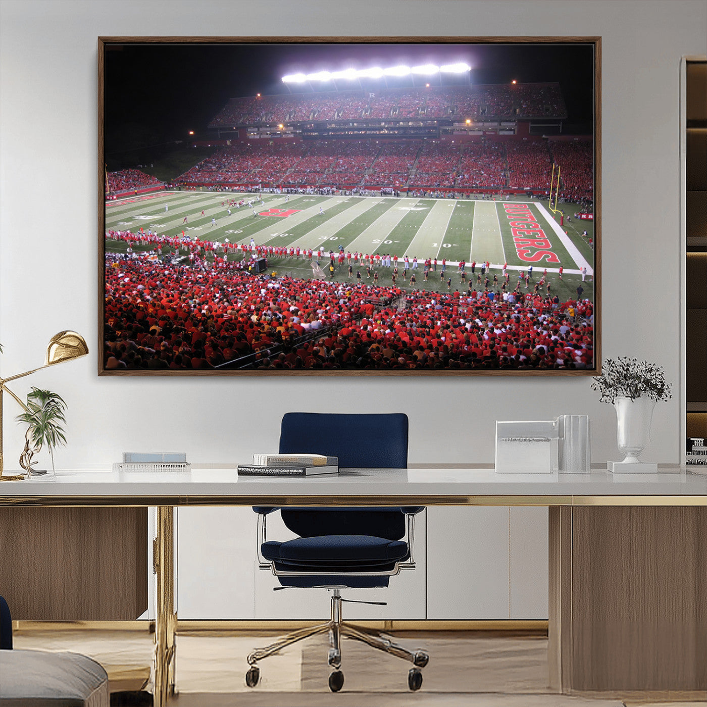 MGV-FC-36X24 - Rutgers University Scarlet Knights Football Team Print - Piscataway SHI Stadium Wall Art Canvas