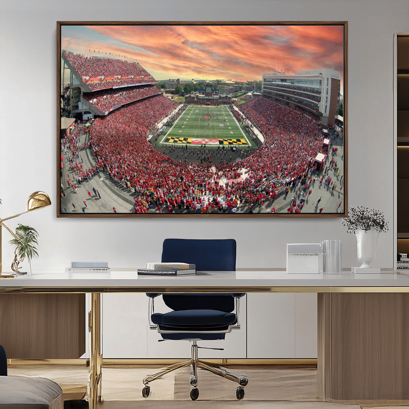 MGV-FC-36X24 - University of Maryland Terrapins Football Team Print - College Park SECU Stadium Wall Art Canvas