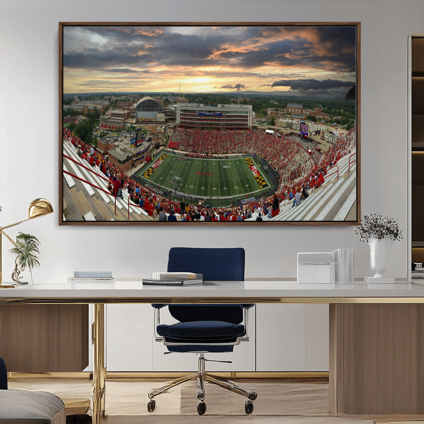 MGV-FC-36X24 - University of Maryland Terrapins Football Team Print - College Park SECU Stadium Wall Art Canvas
