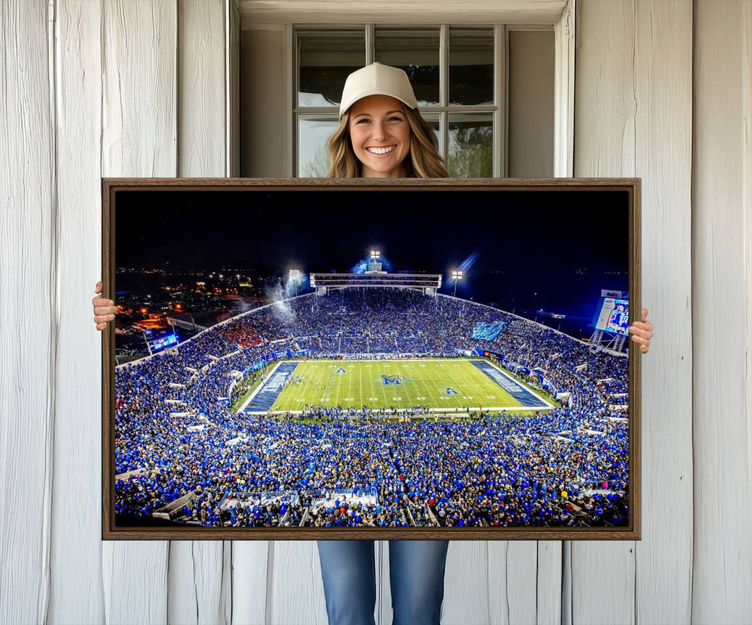 The University of Memphis Tigers Football Team Wall Art Canvas Print shines brightly.