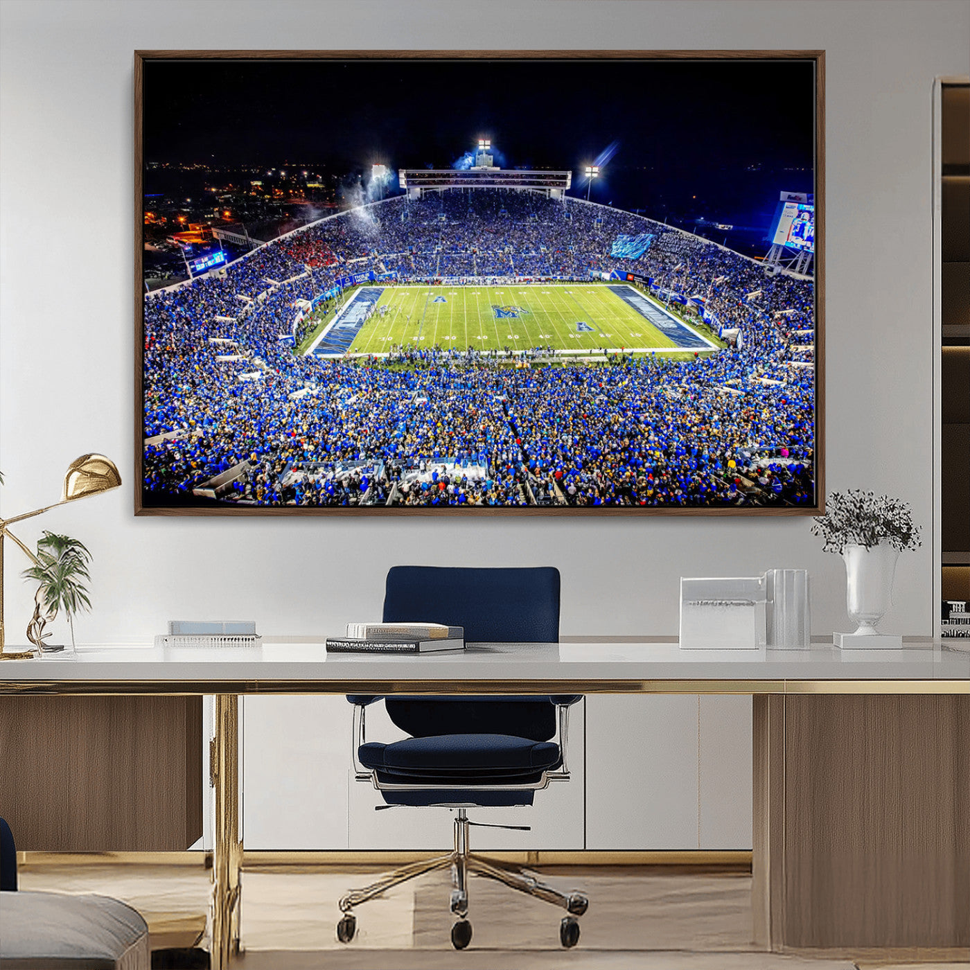 MGV-FC-36X24 - University of Memphis Tigers Football Team Print - Memphis Simmons Bank Liberty Stadium Wall Art