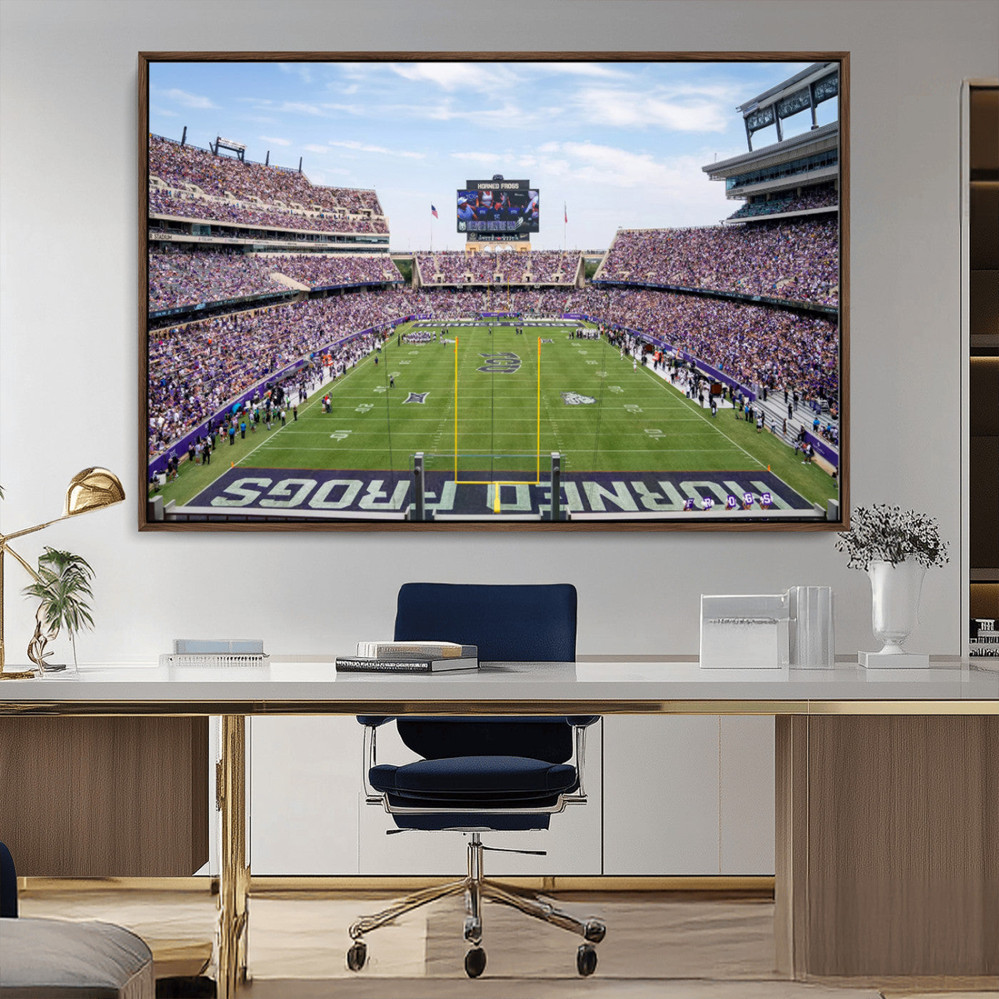 MGV-FC-36X24 - TCU Horned Frogs Football Team Print - Fort Worth Amon G. Carter Stadium Wall Art Canvas Print