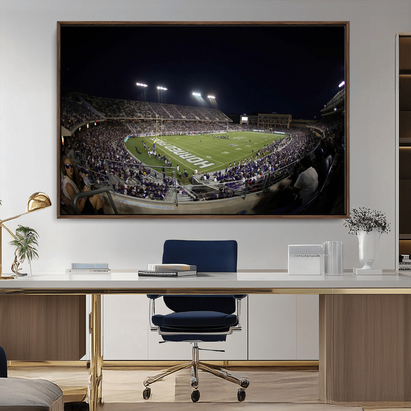 MGV-FC-36X24 - TCU Horned Frogs Football Team Print - Fort Worth Amon G. Carter Stadium Wall Art Canvas Print.