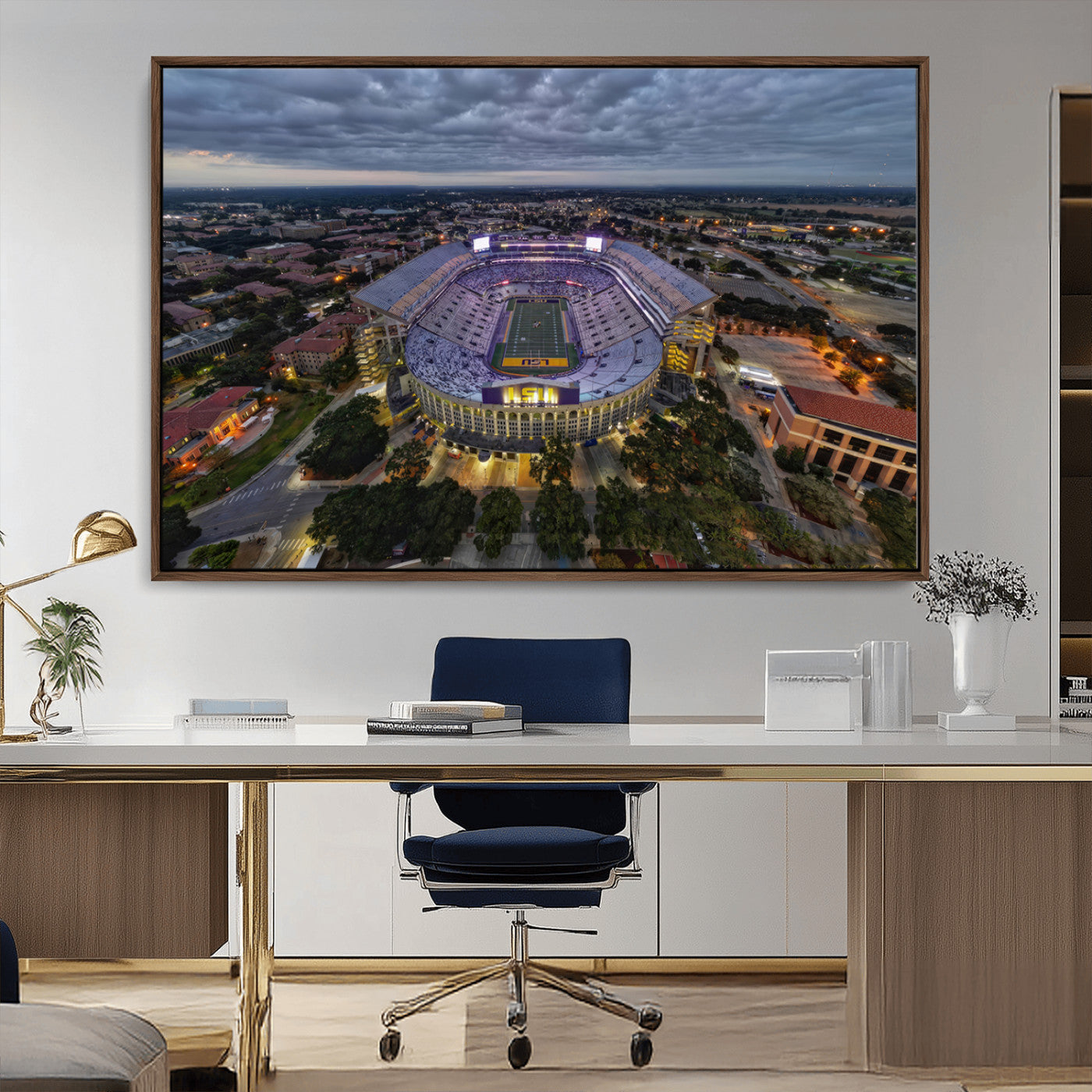 MGV-FC-36X24 - The Louisiana State University Tigers Football Team Print - Baton Rouge Tiger Stadium Wall Art