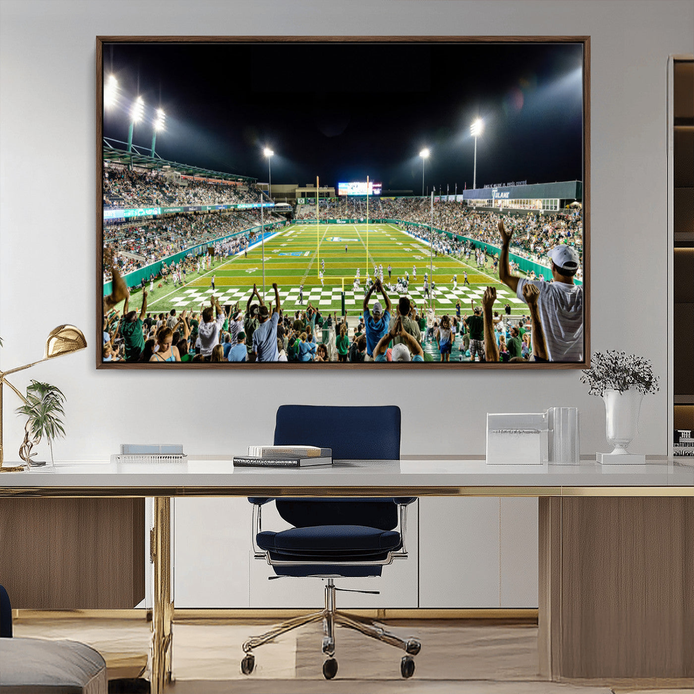 MGV-FC-36X24 - The Tulane University Green Wave Football Team Print - New Orleans Yulman Stadium Wall Art Canvas