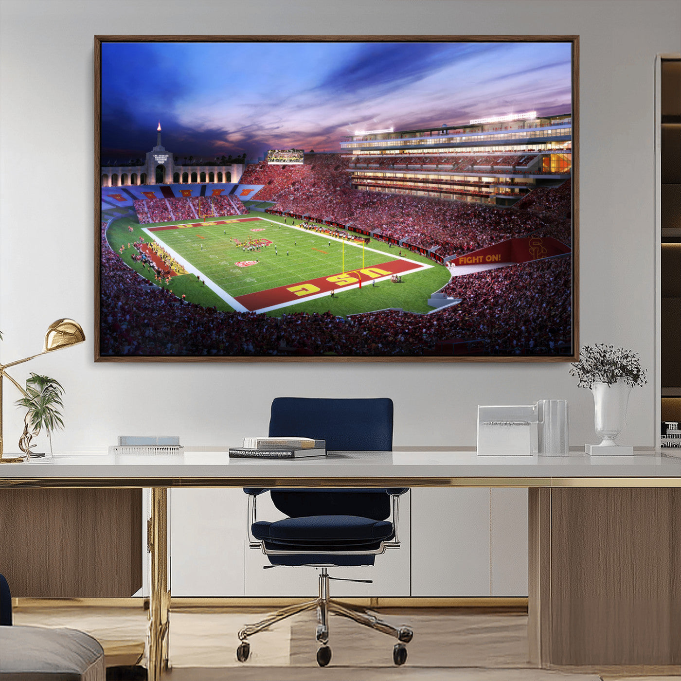 MGV-FC-36X24 - The University of Southern California USC Trojans Football Team Print - Los Angeles Memorial