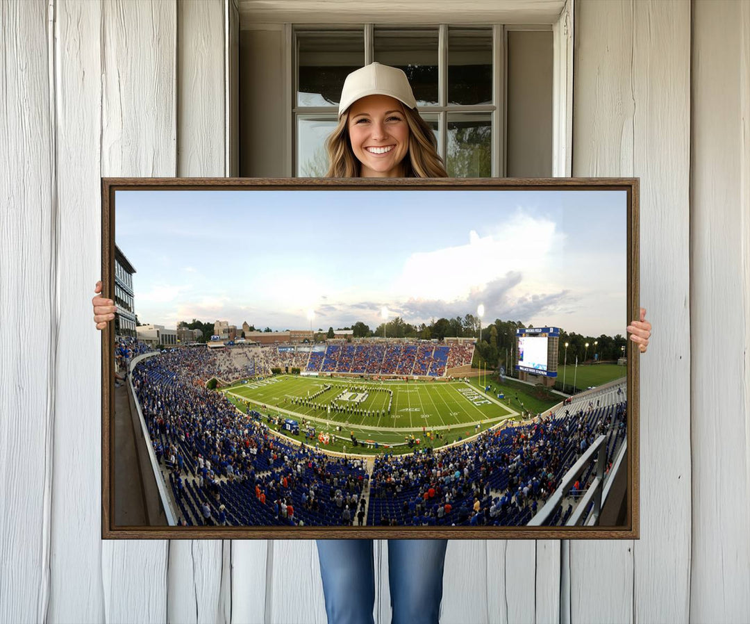 Wallace Wade Stadium print featuring a green field and sky.