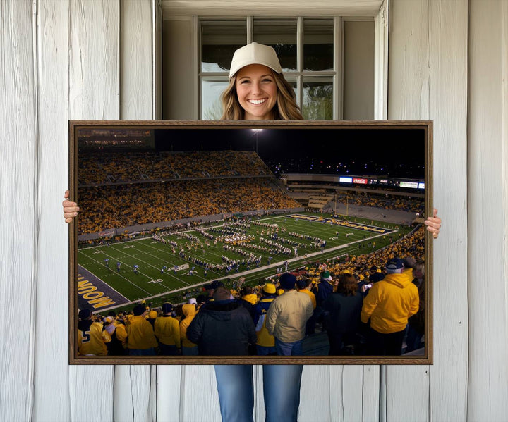 West Virginia Uni Mountaineers Football Canvas Wall Art Print.