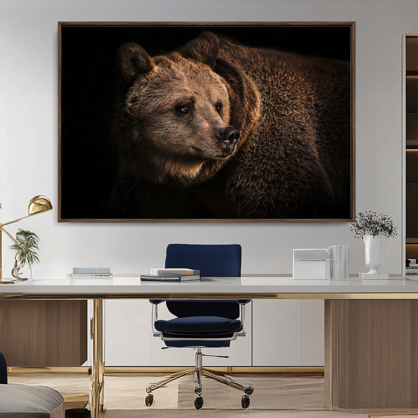 MGV-FC-36X24 - Wild Grizzly 399 Bear Canvas Wall Art Print, Bear Animal Canvas Artwork Print, Black Bear Wall Art