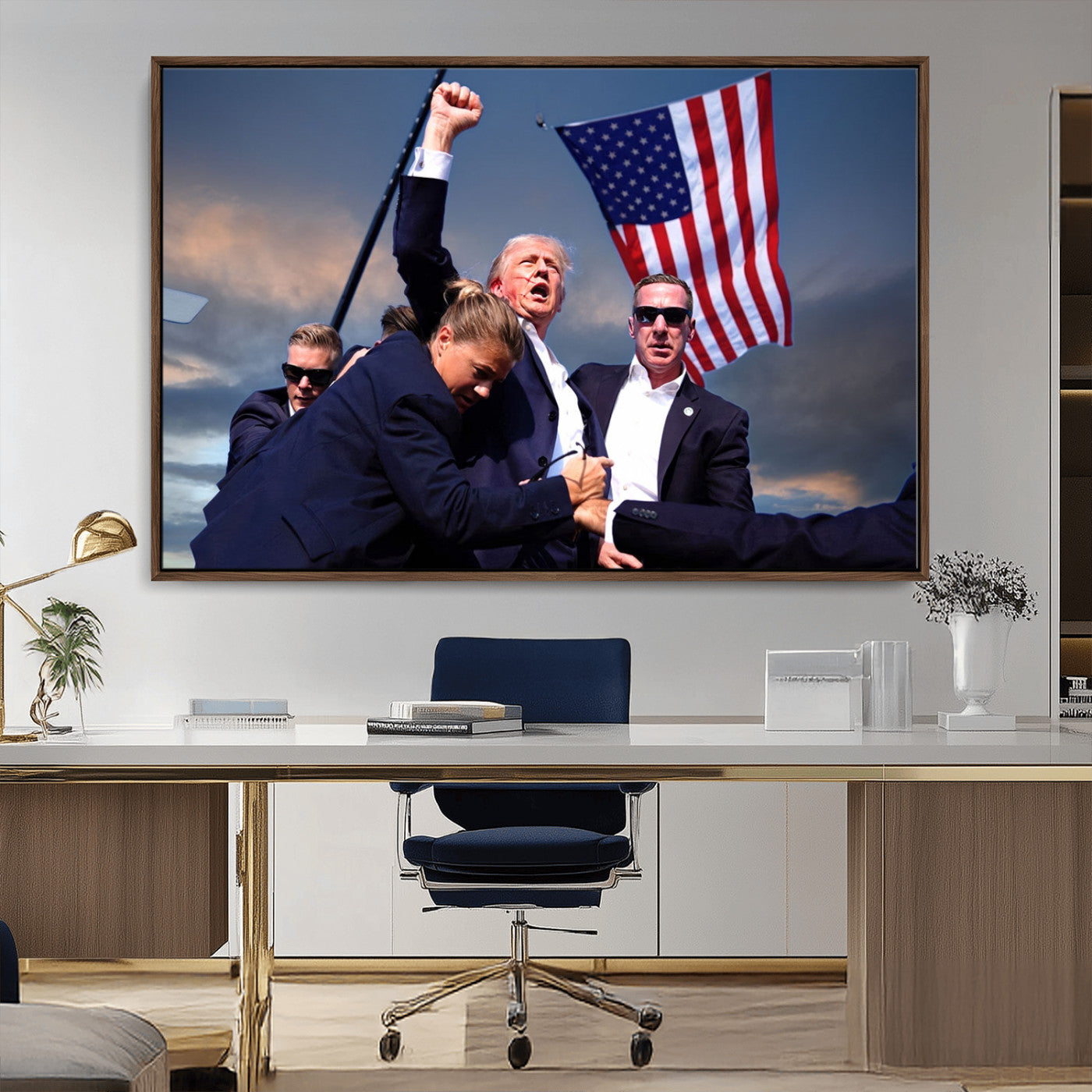 MGV-FC-36X24 - Donald Trump Assassination Attempt Wall Art Print, Trump Historic Footage - Iconic Reaction by Trump