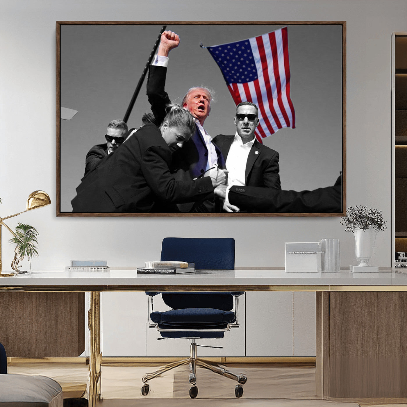 MGV-FC-36X24 - Donald Trump Assassination Attempt Wall Art Print, Trump Historic Footage - Iconic Reaction by Trump