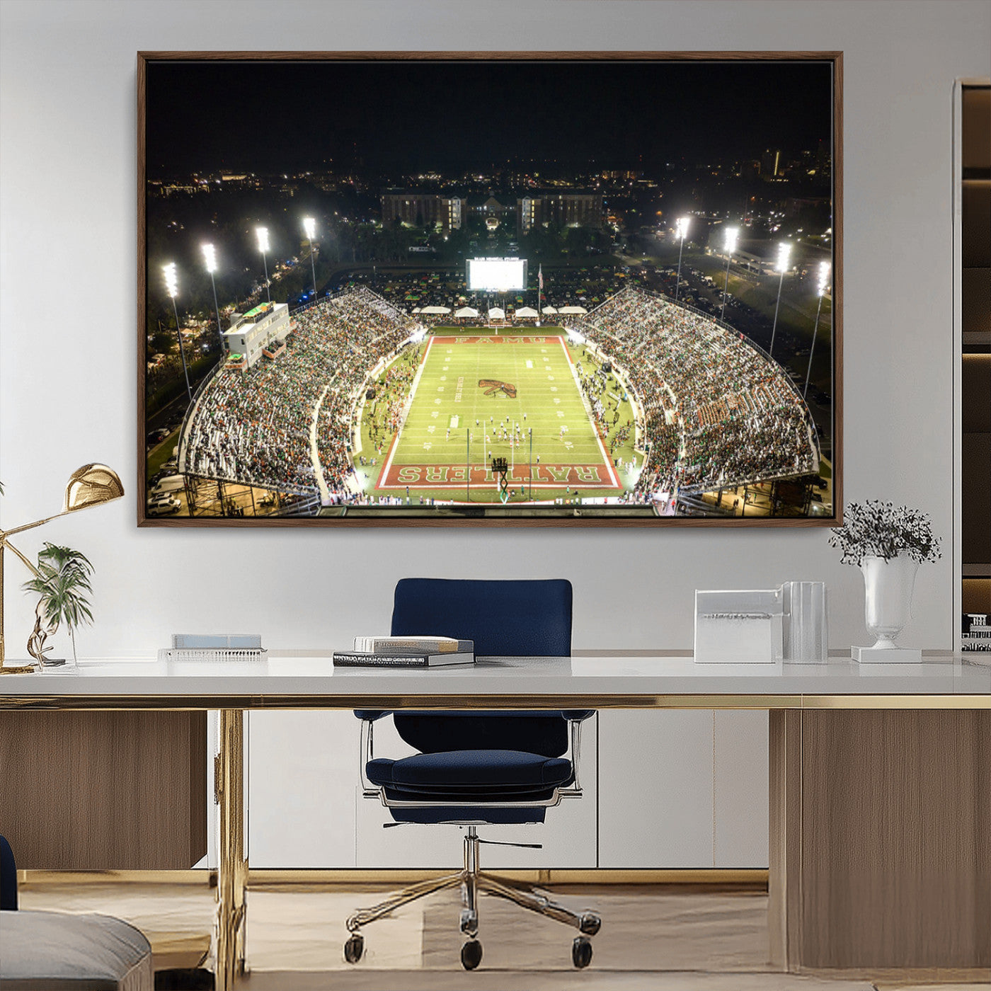 MGV-FC-36X24 - Florida A&M Rattlers Football Team Print - Tallahassee Bragg Memorial Stadium Wall Art Canvas Print