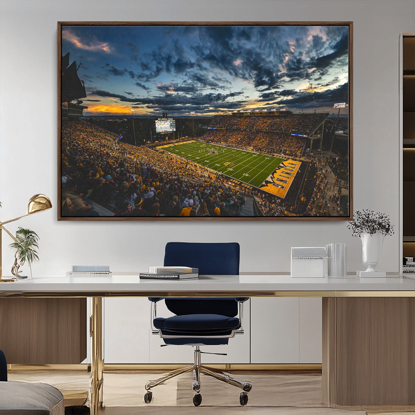 MGV-FC-36X24 - University of Wyoming Cowboys Football Team Print - Laramie War Memorial Stadium Wall Art Canvas