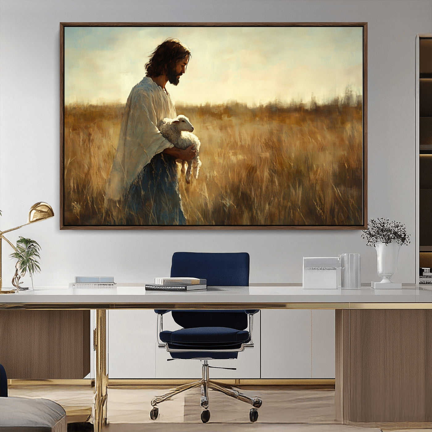 MGV-FC-36X24 - Jesus the Good Shepherd Wall Art Canvas Print - Inspirational Christian Religious Print for Prayer