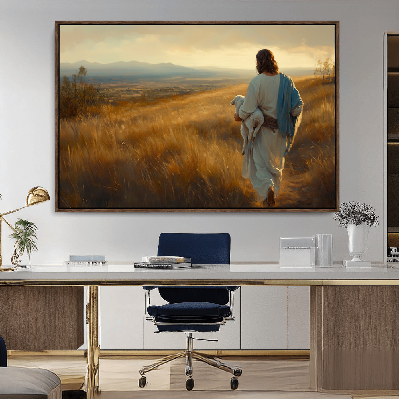 MGV-FC-36X24 - Jesus the Good Shepherd Wall Art Canvas Print - Inspirational Christian Religious Print for Prayer
