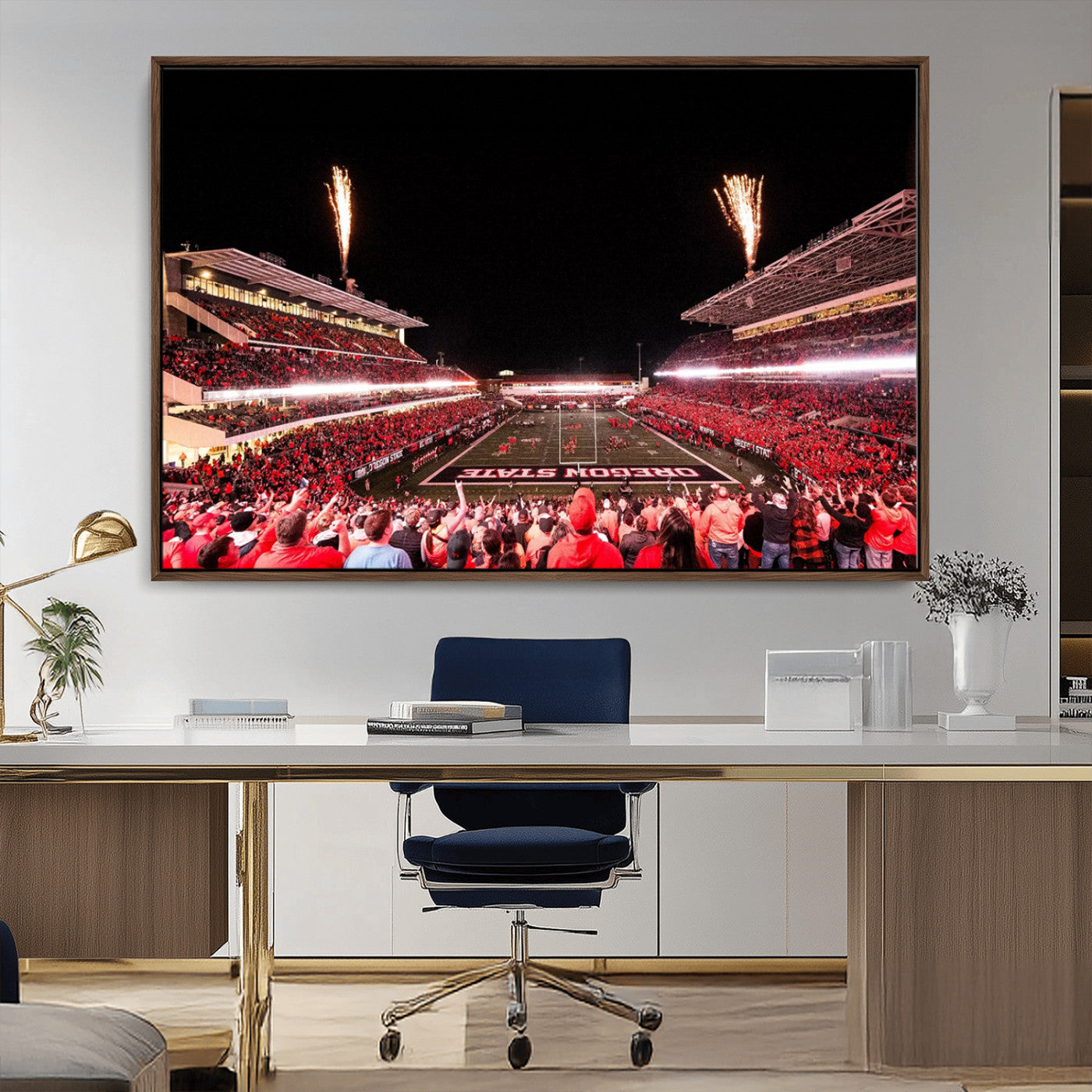MGV-FC-36X24 - Oregon State Beavers Football Team Print - Corvallis Reser Stadium Wall Art Canvas Print