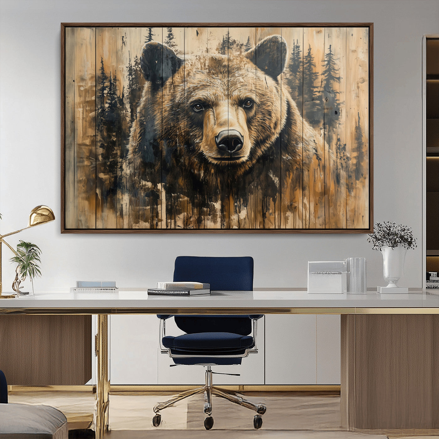 MGV-FC-36X24 - Majestic Grizzly 399 Bear Wall Art | 3-Panel Rustic Canvas Print for Living Room, Office, or Cabin