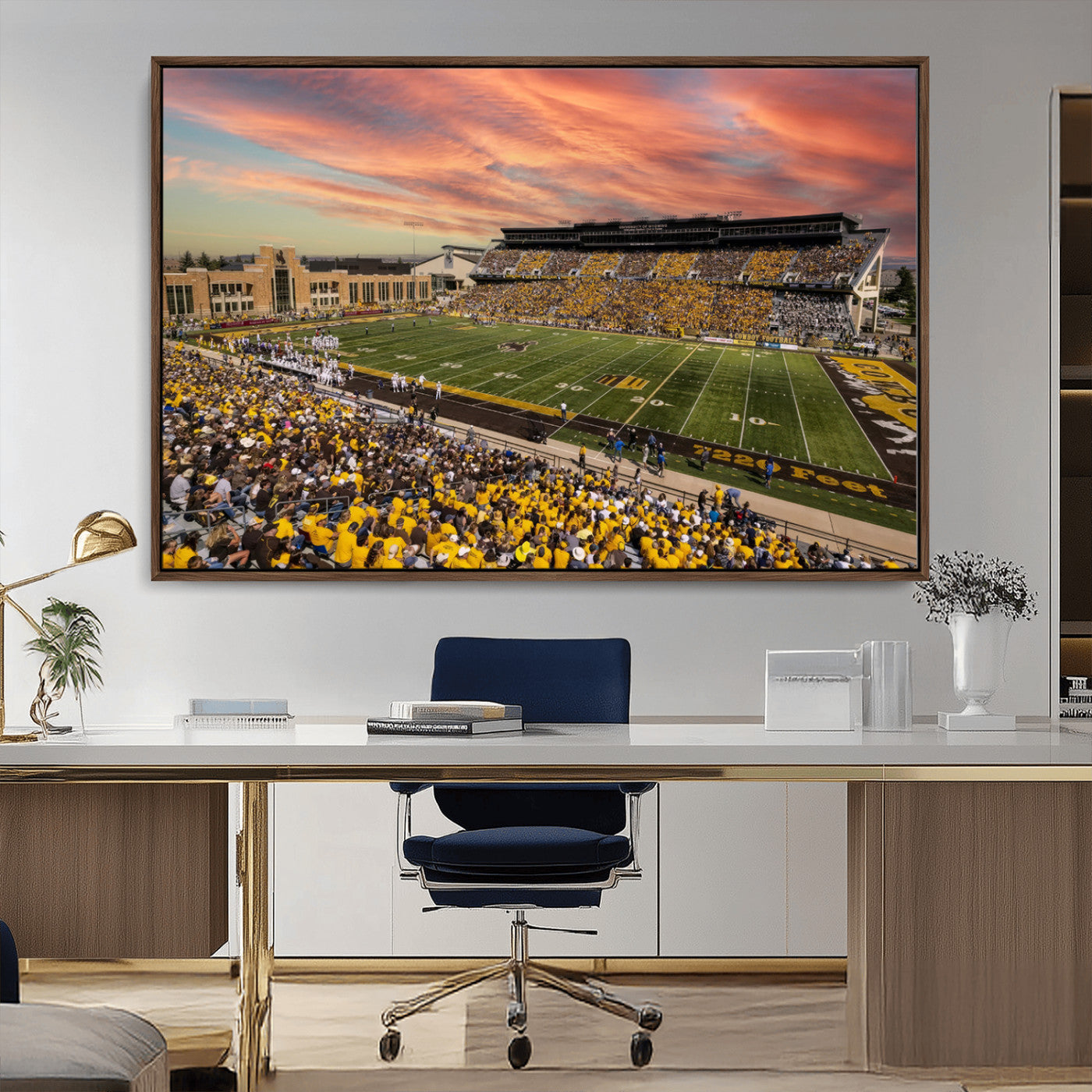 MGV-FC-36X24 - University of Wyoming Cowboys Football Team Print - Laramie Jonah Field War Memorial Stadium Wall