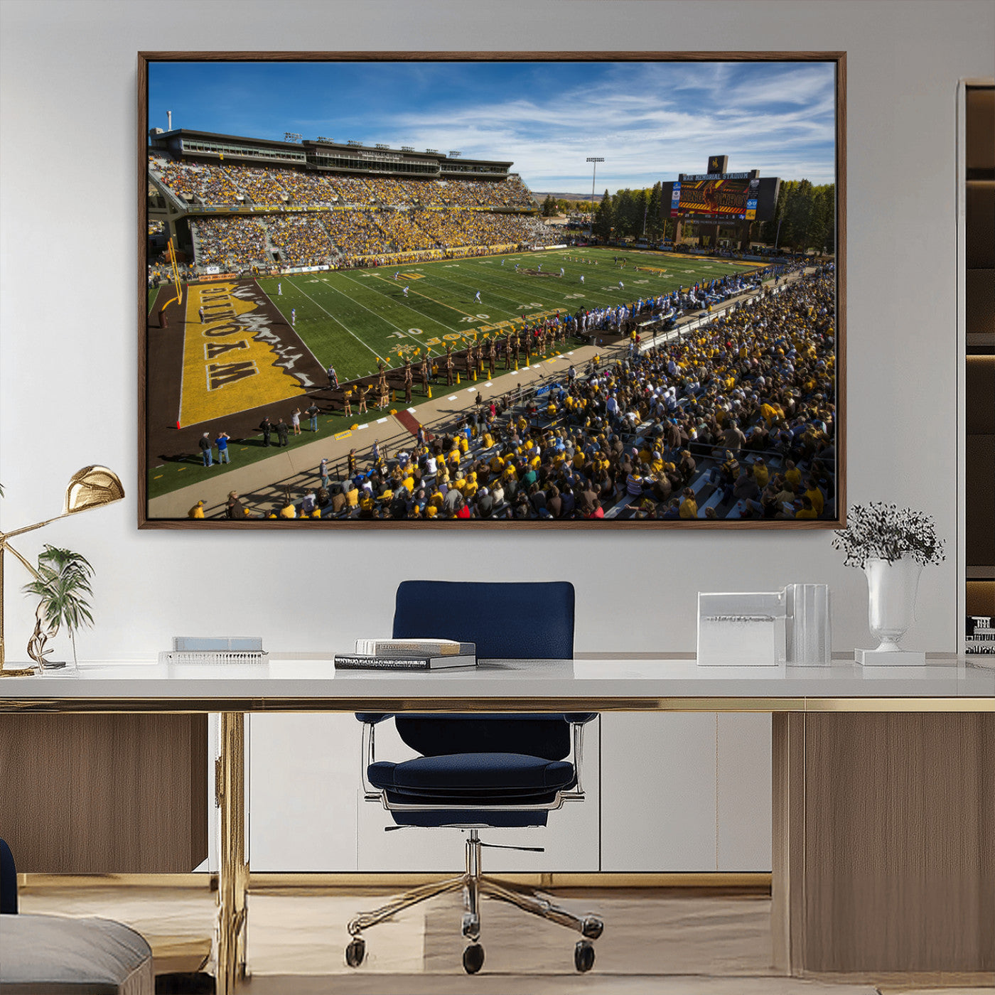 MGV-FC-36X24 - University of Wyoming Cowboys Football Team Print - Laramie Jonah Field War Memorial Stadium Wall