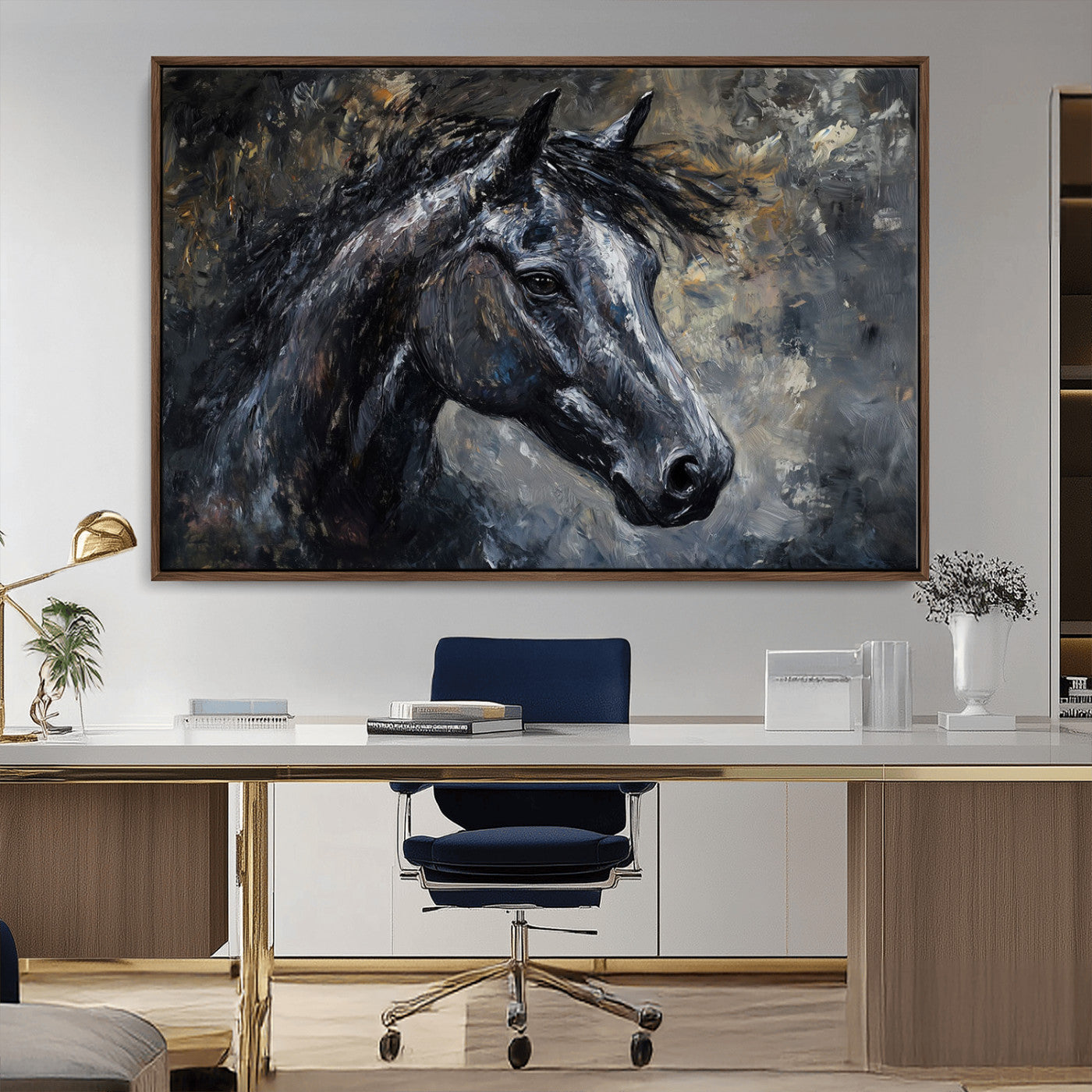 MGV-FC-36X24 - Large Abstract Horse Wall Art Canvas Print | Farmhouse Wall Decor | Rustic Horse Art | Western Cabin